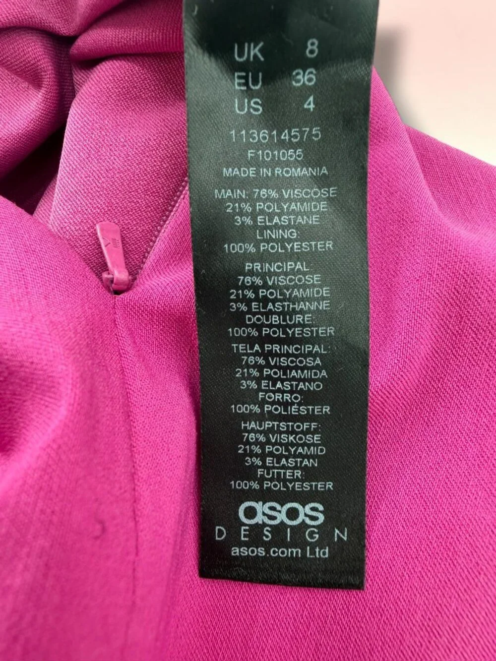 ASOS Design Structured Knit Fuchsia Dress - Picture 3 of 4